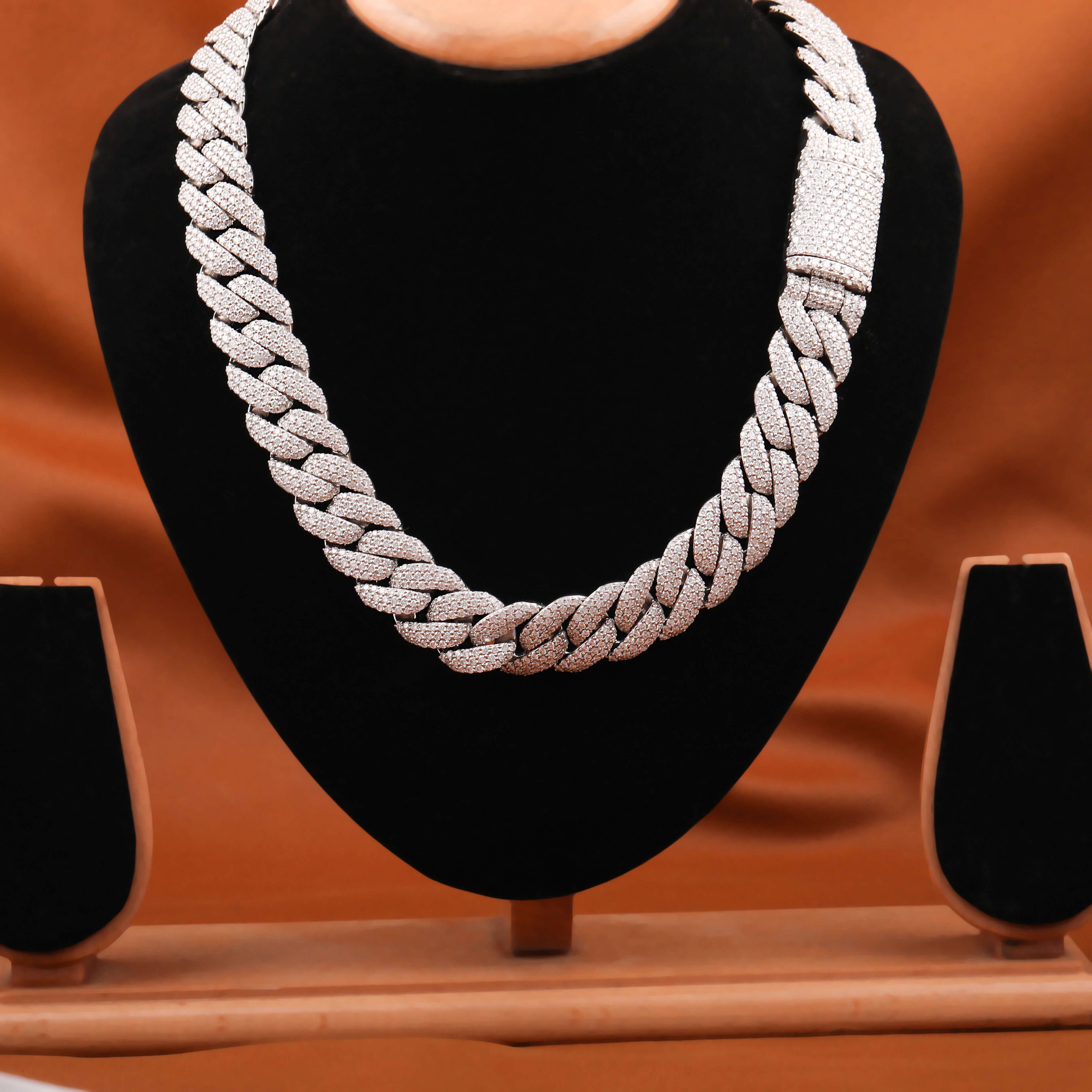 Round Cut Lab Grown Diamond Cuban Chain Necklace