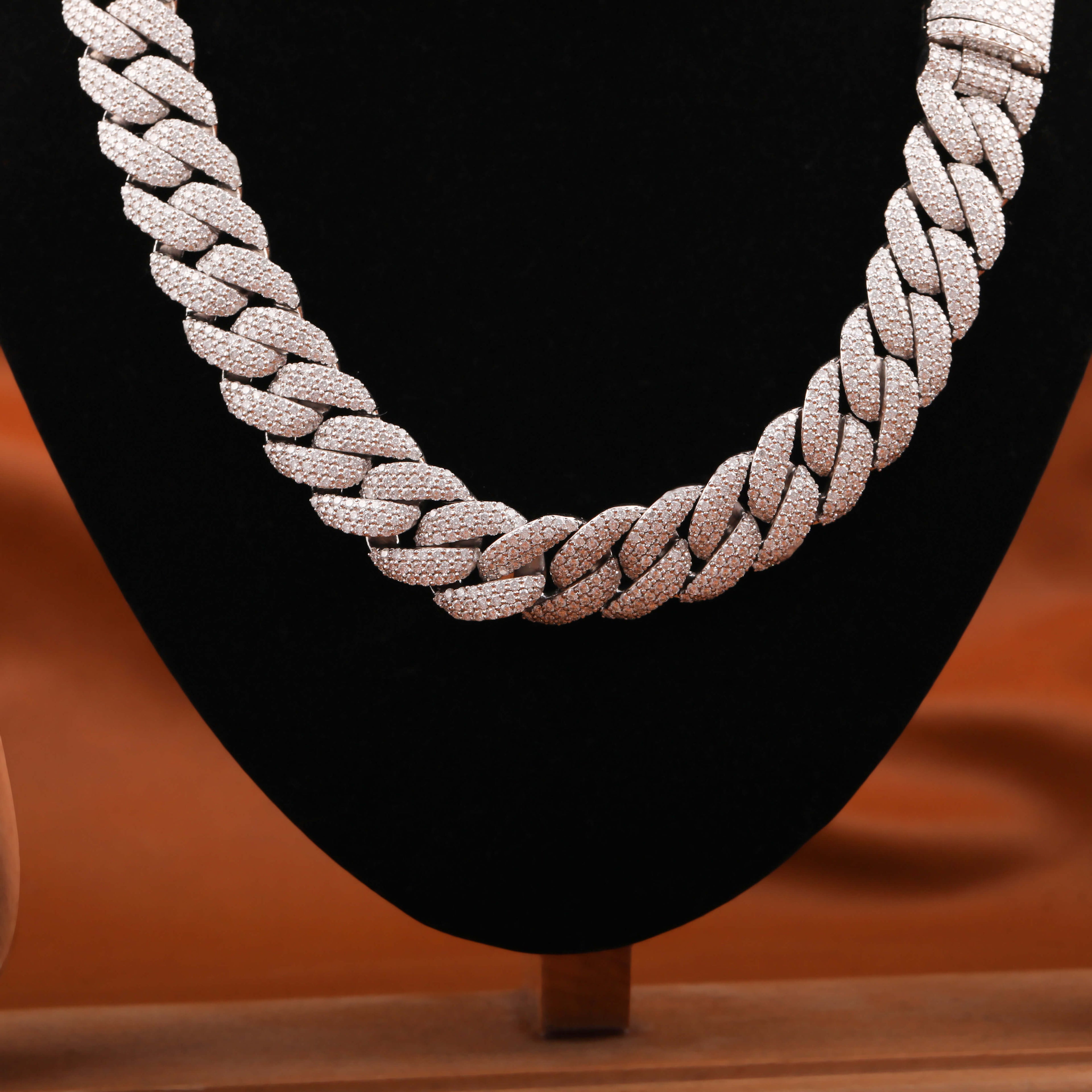 Round Cut Lab Grown Diamond Cuban Chain Necklace