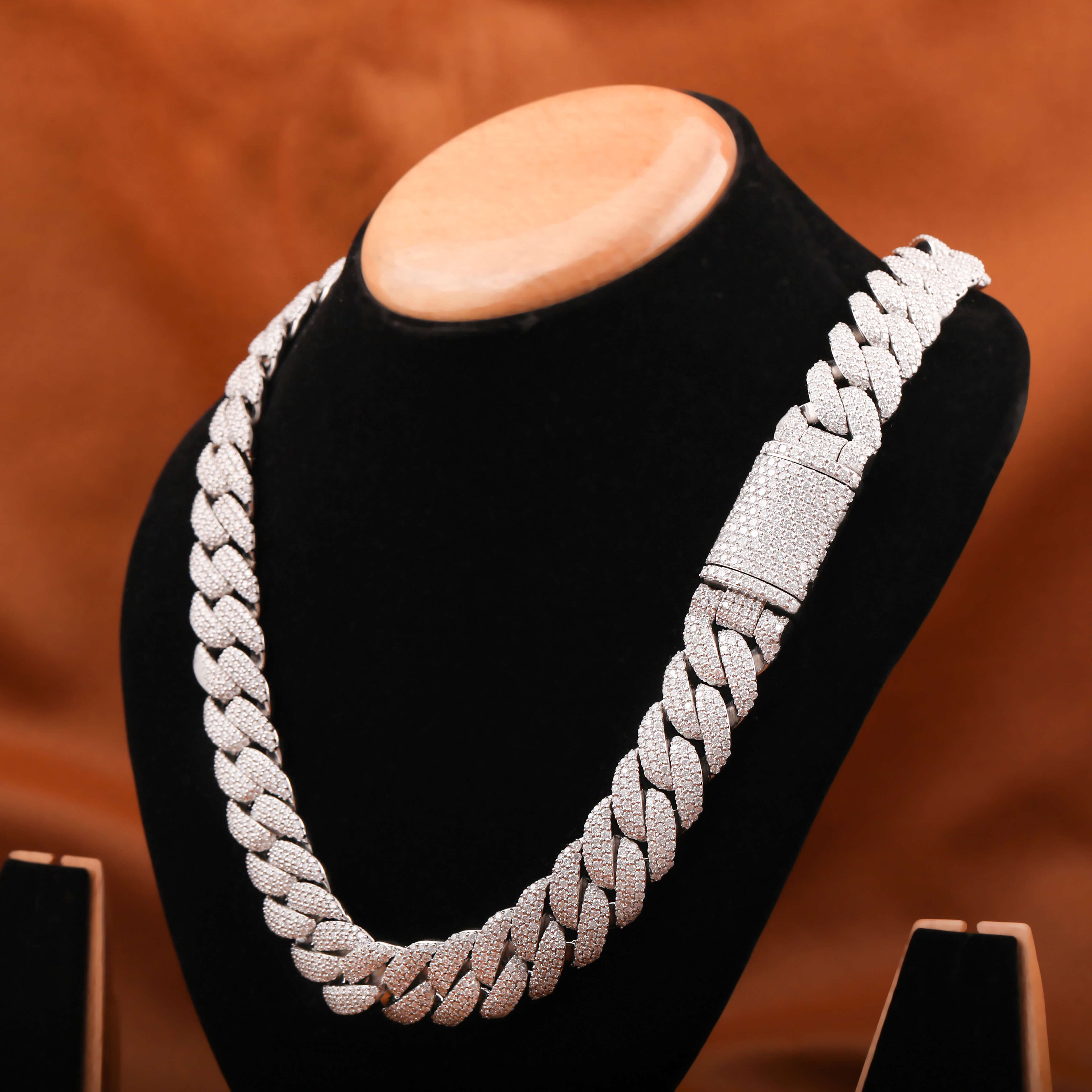 Round Cut Lab Grown Diamond Cuban Chain Necklace