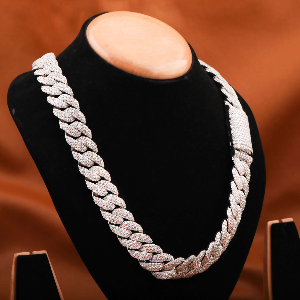 Round Cut Lab Grown Diamond Cuban Chain Necklace