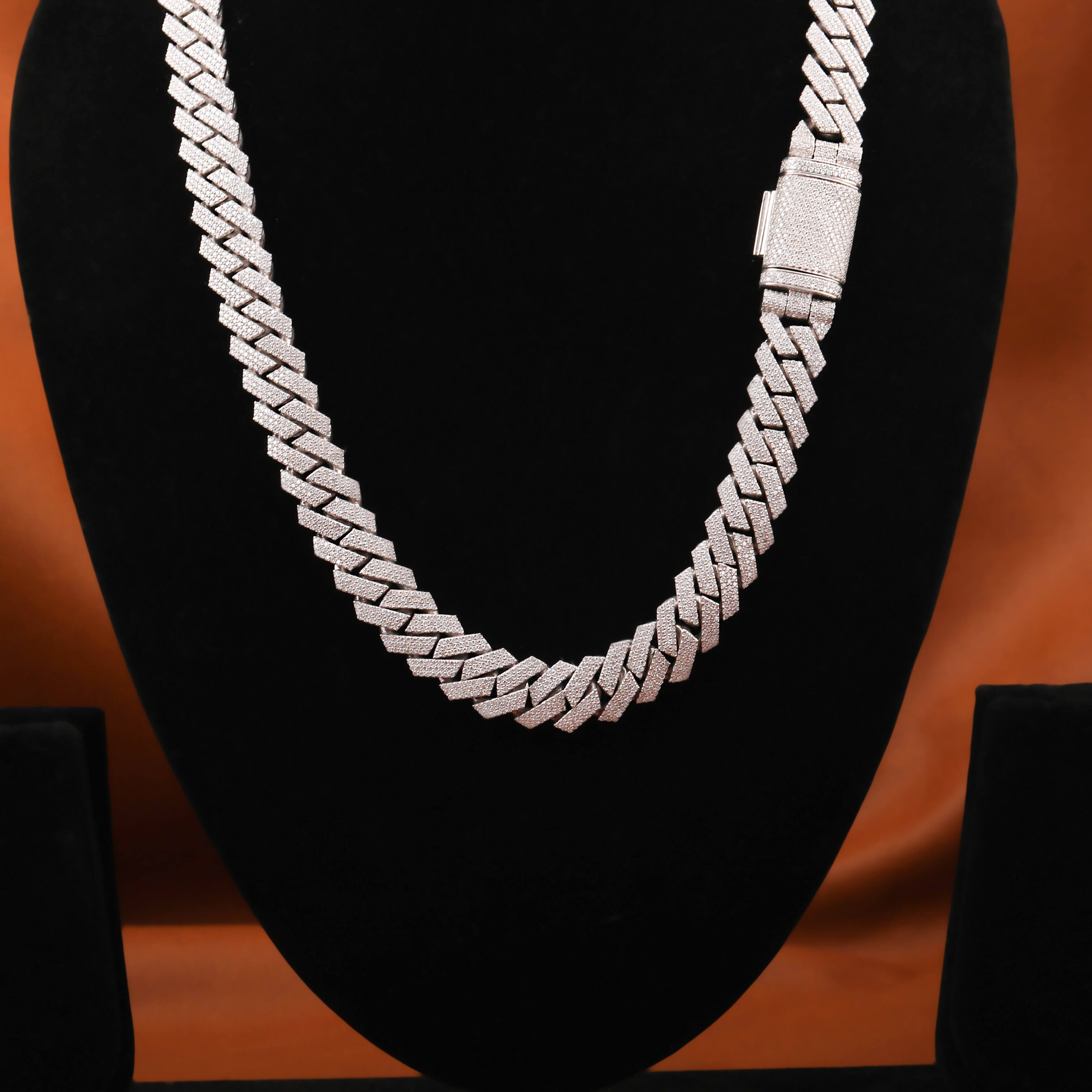 Round Cut Lab Grown Diamond Cuban Chain Necklace