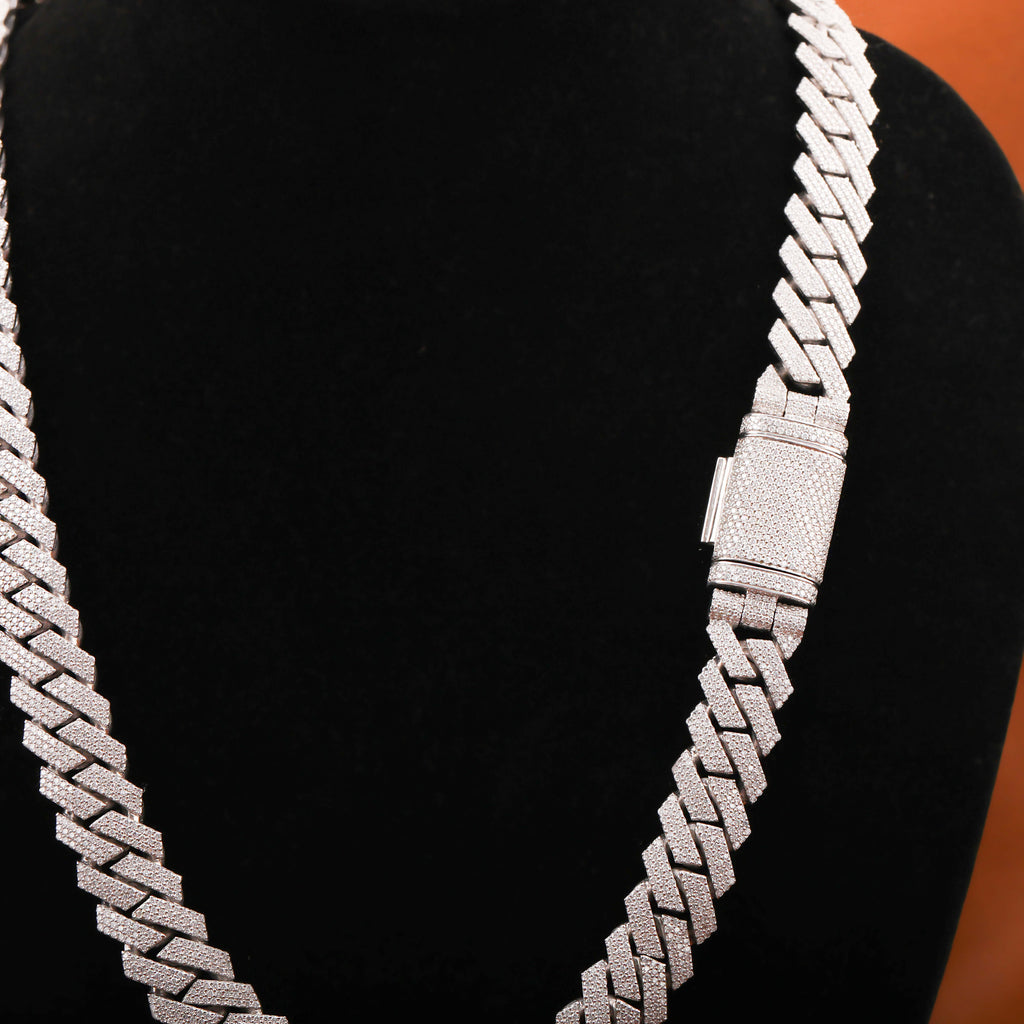 Round Cut Lab Grown Diamond Cuban Chain Necklace
