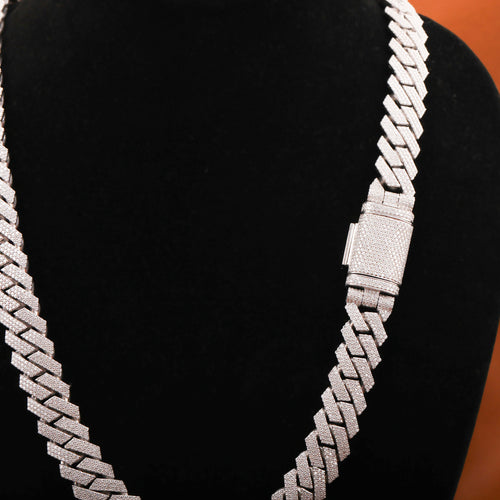 Round Cut Lab Grown Diamond Cuban Chain Necklace