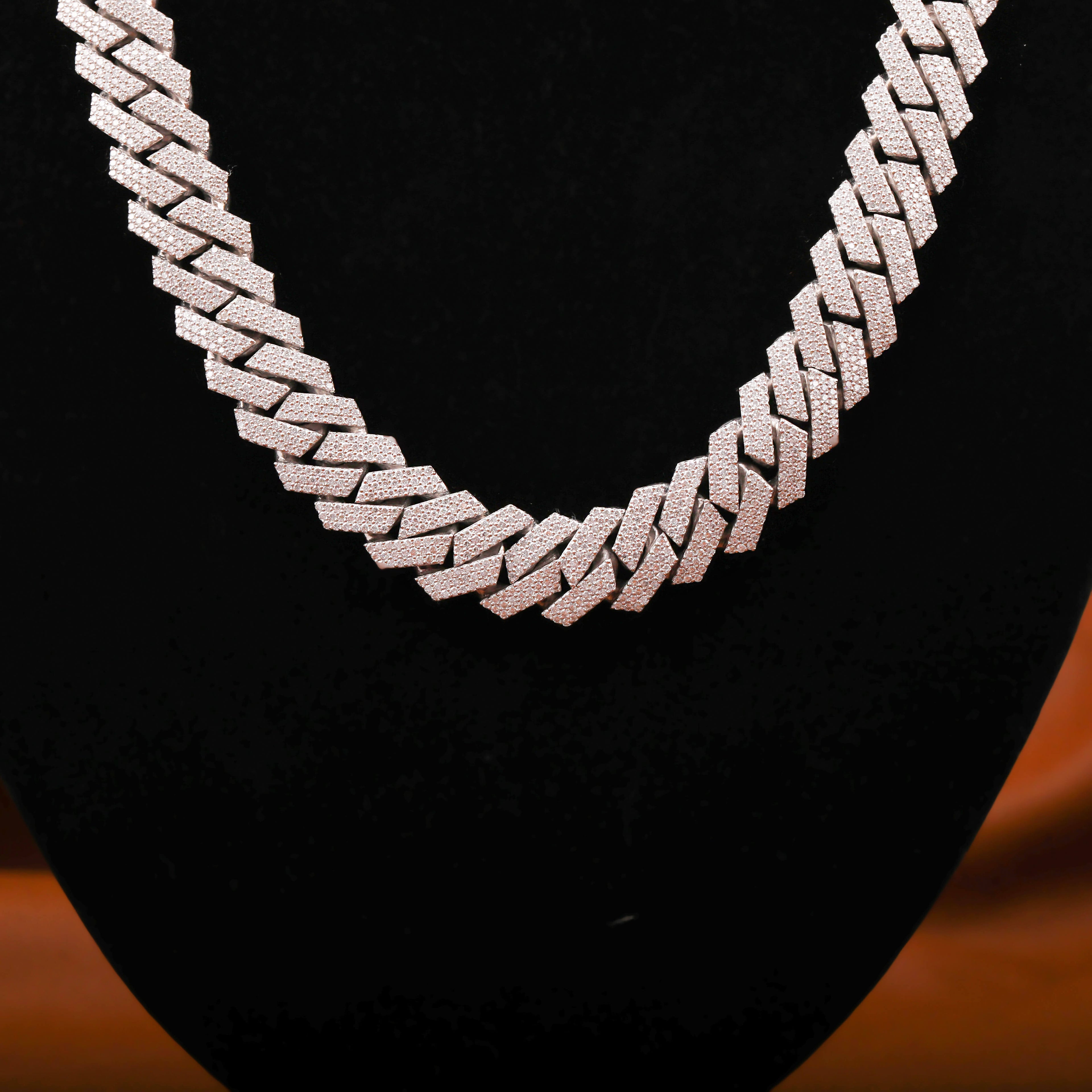 Round Cut Lab Grown Diamond Cuban Chain Necklace