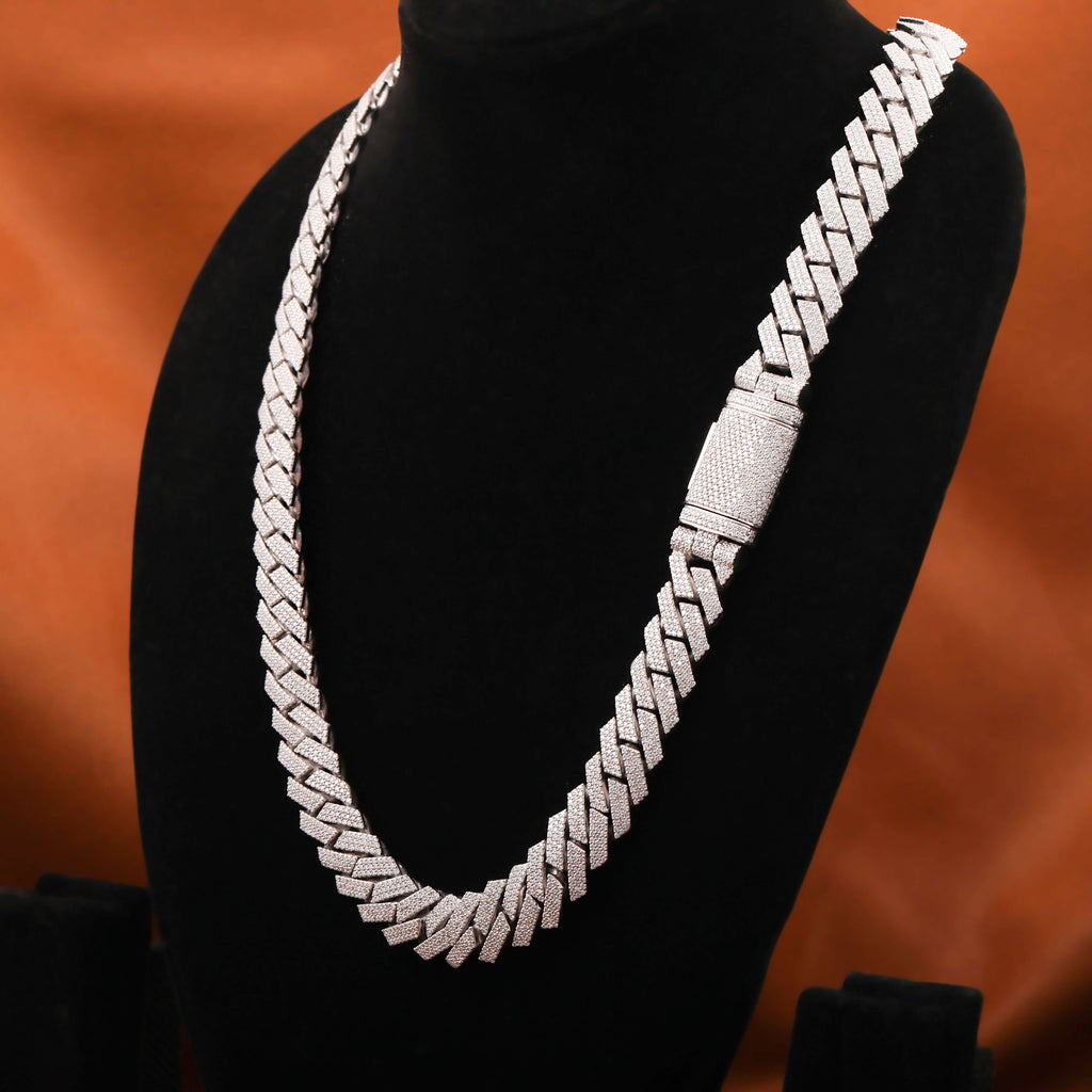 Round Cut Lab Grown Diamond Cuban Chain Necklace