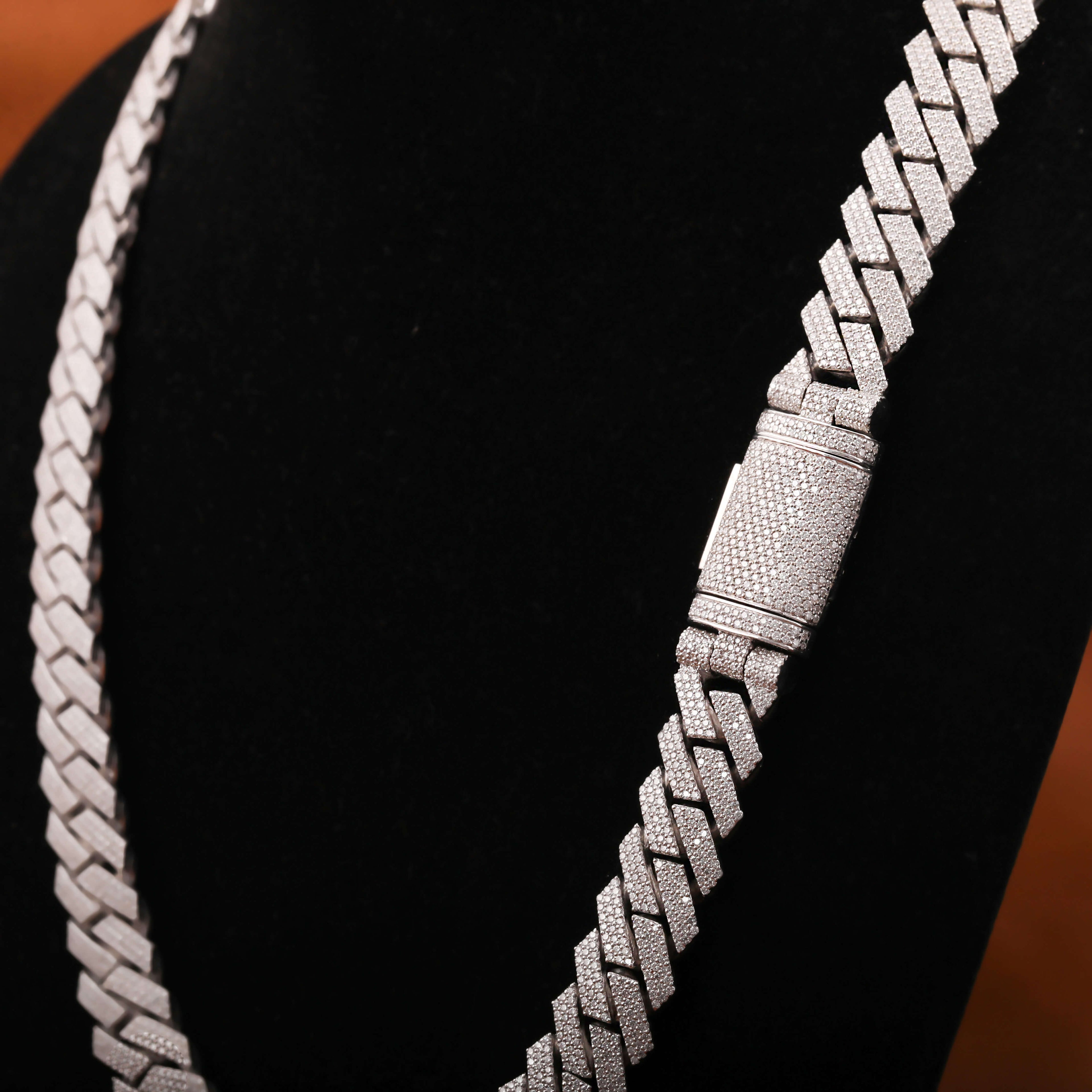 Round Cut Lab Grown Diamond Cuban Chain Necklace