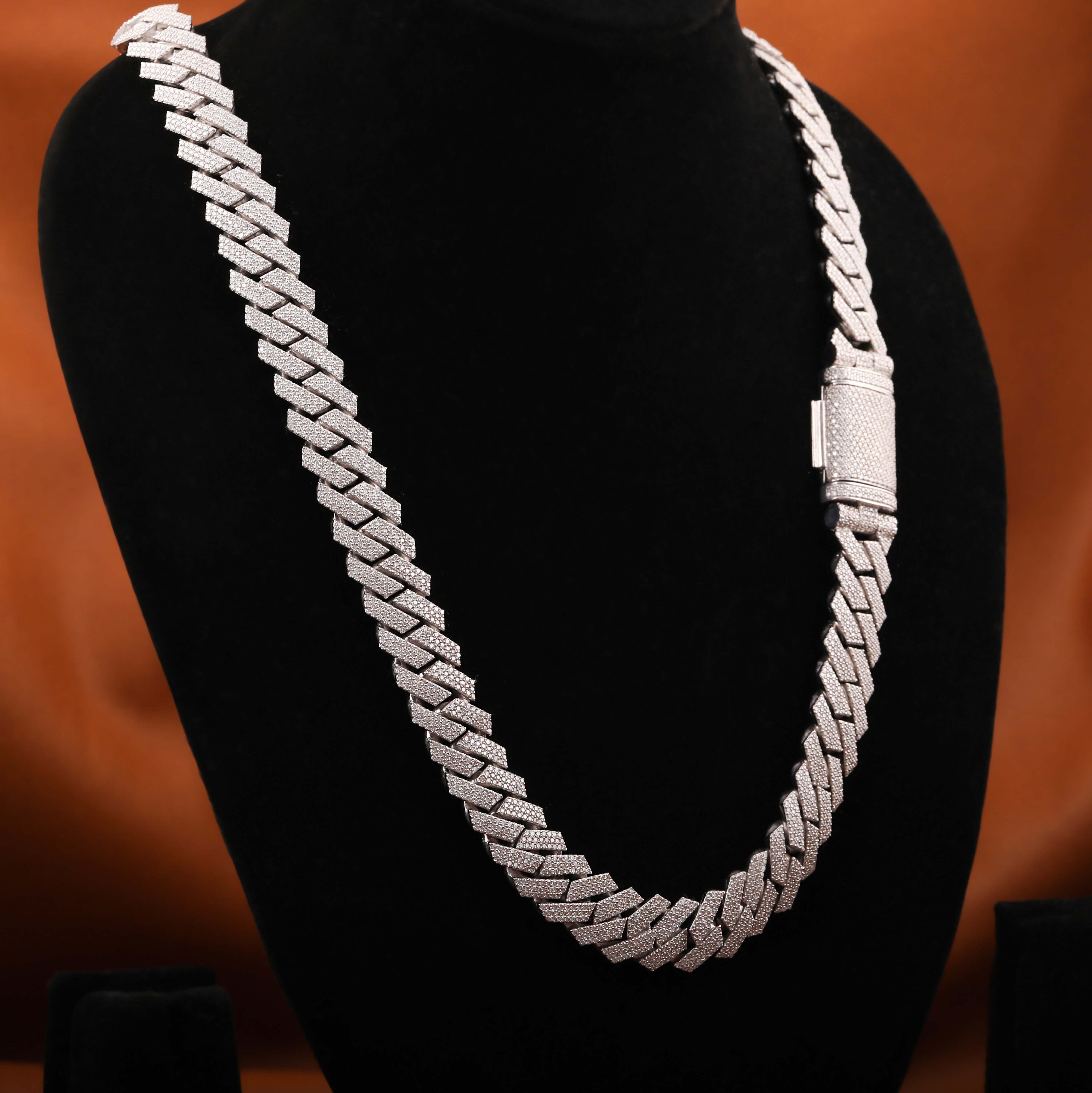 Round Cut Lab Grown Diamond Cuban Chain Necklace