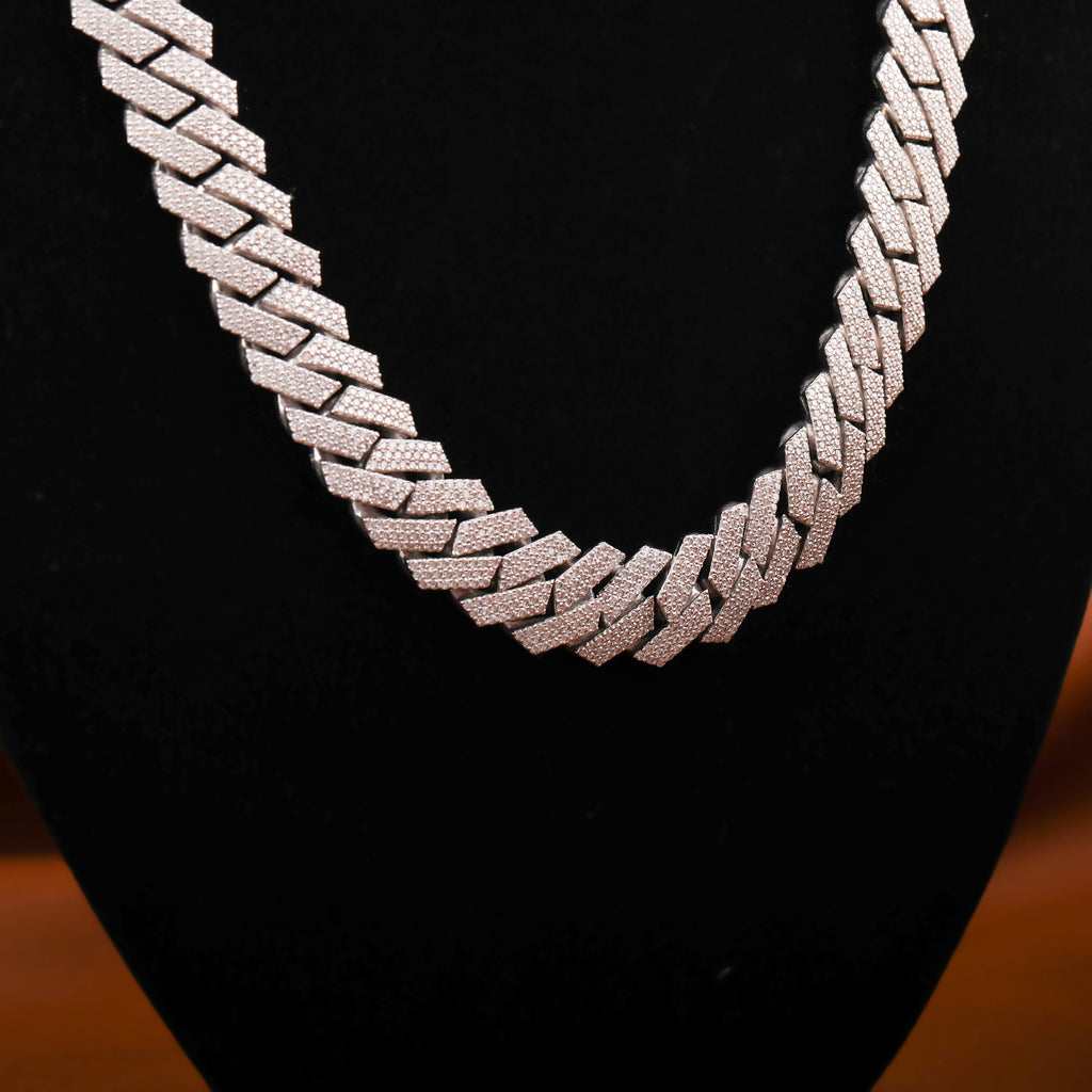 Round Cut Lab Grown Diamond Cuban Chain Necklace