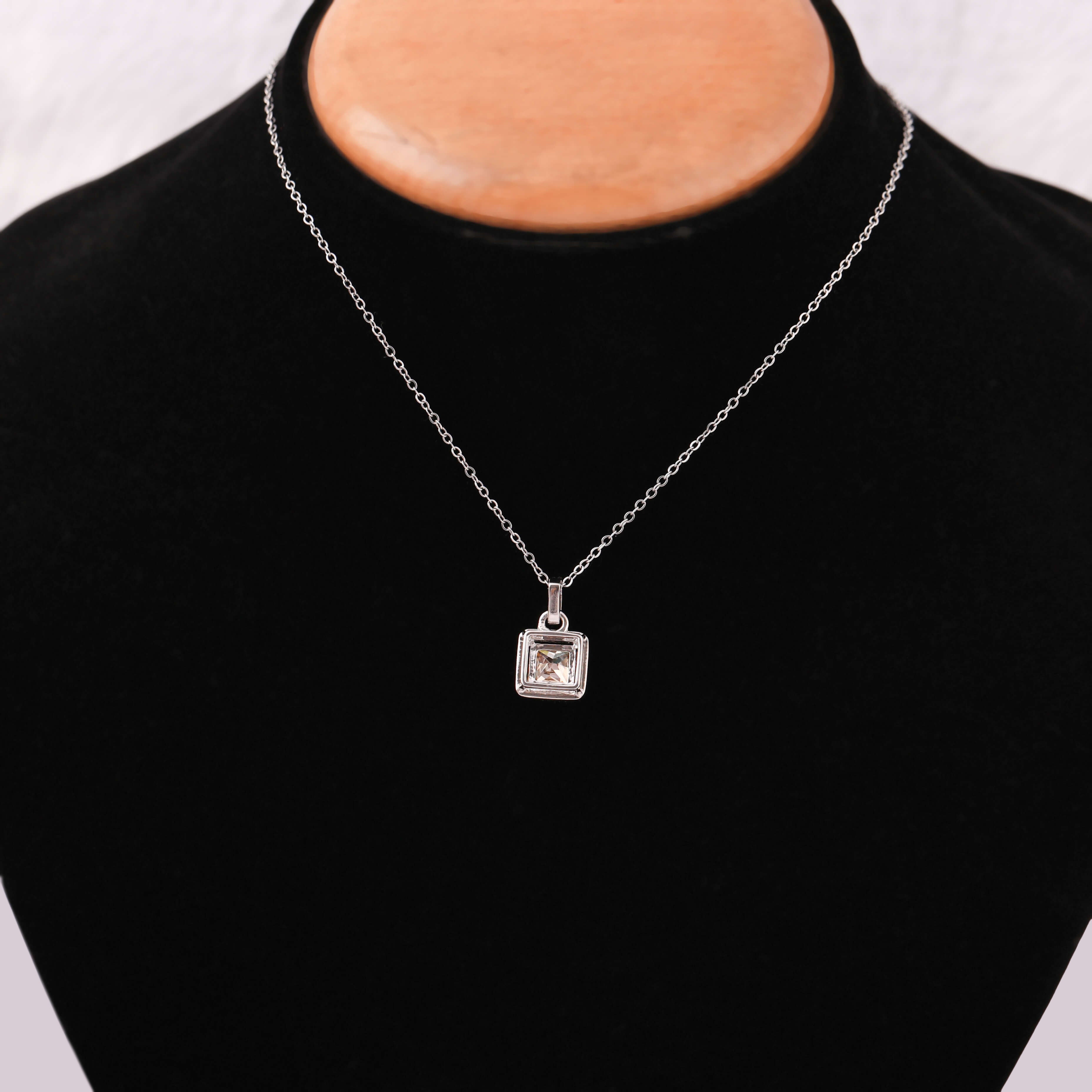 Yellow Square Radiant Cut Lab Grown Diamond Halo Pendant Necklace