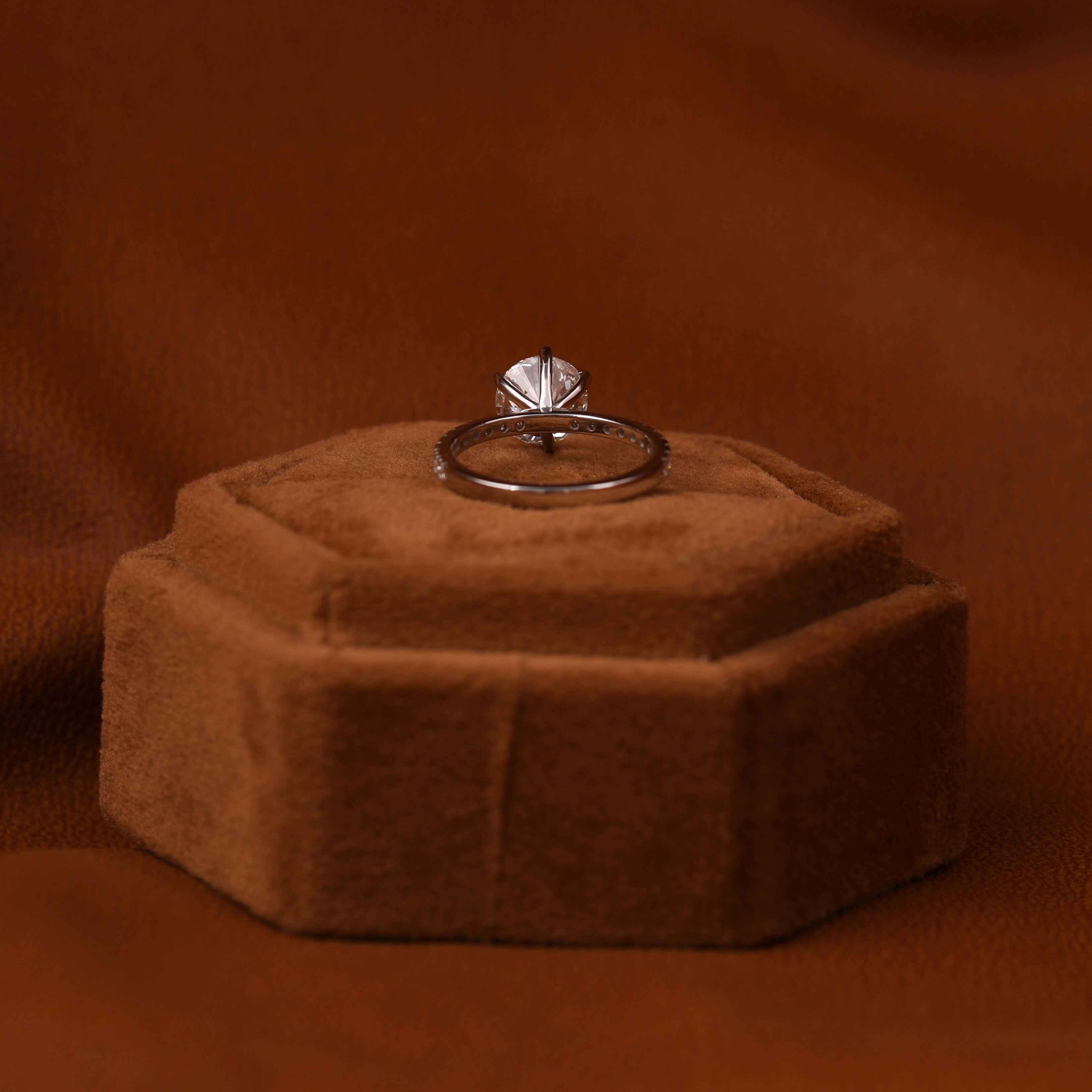 Round Cut Lab Grown Diamond Pave Setting Engagement Ring