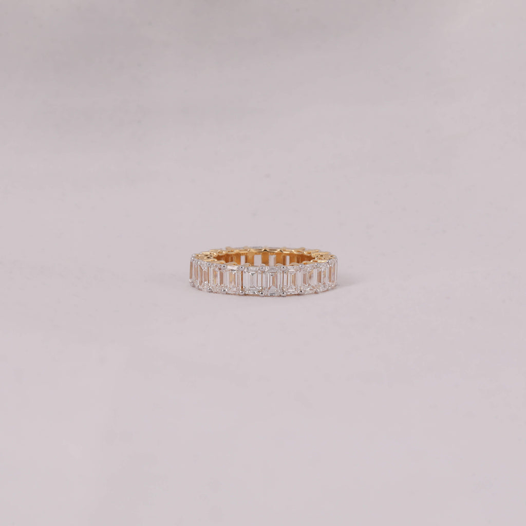 Emerald Cut Lab Grown Diamond Full Eternity Wedding Band