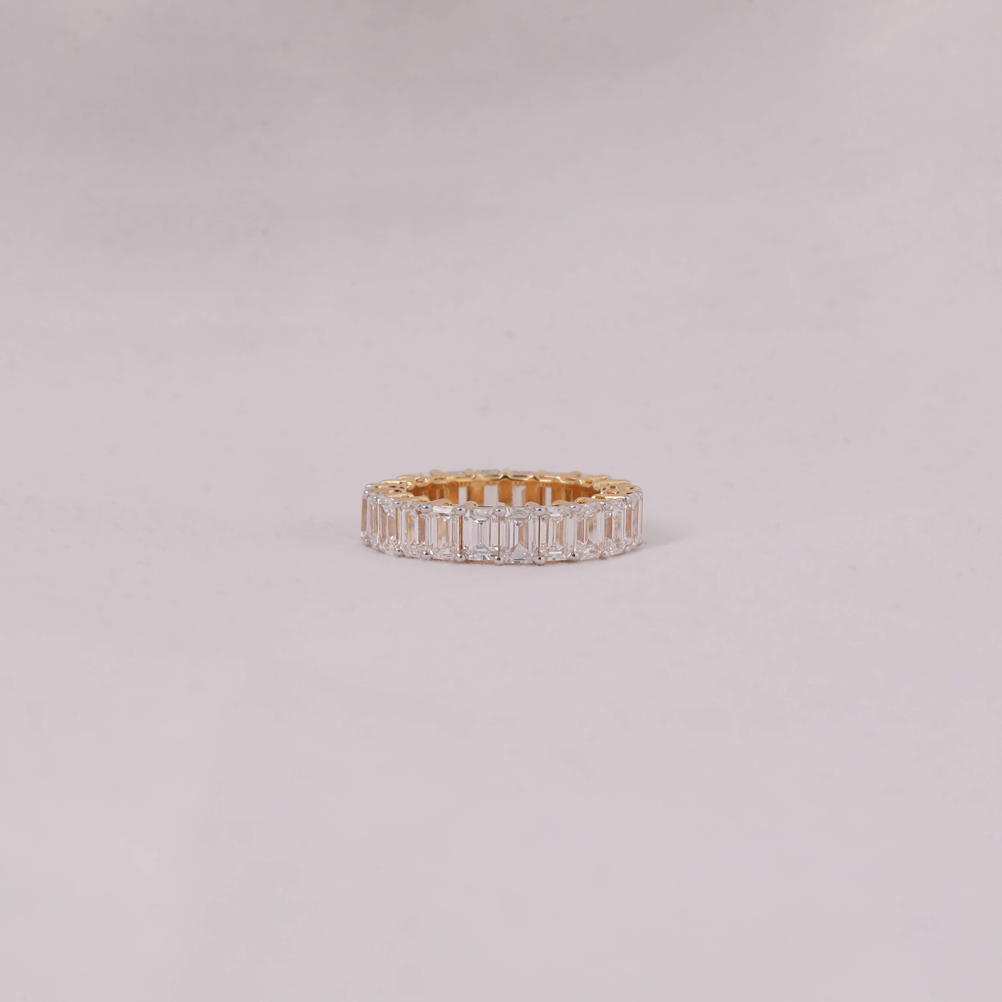 Emerald Cut Lab Grown Diamond Full Eternity Wedding Band