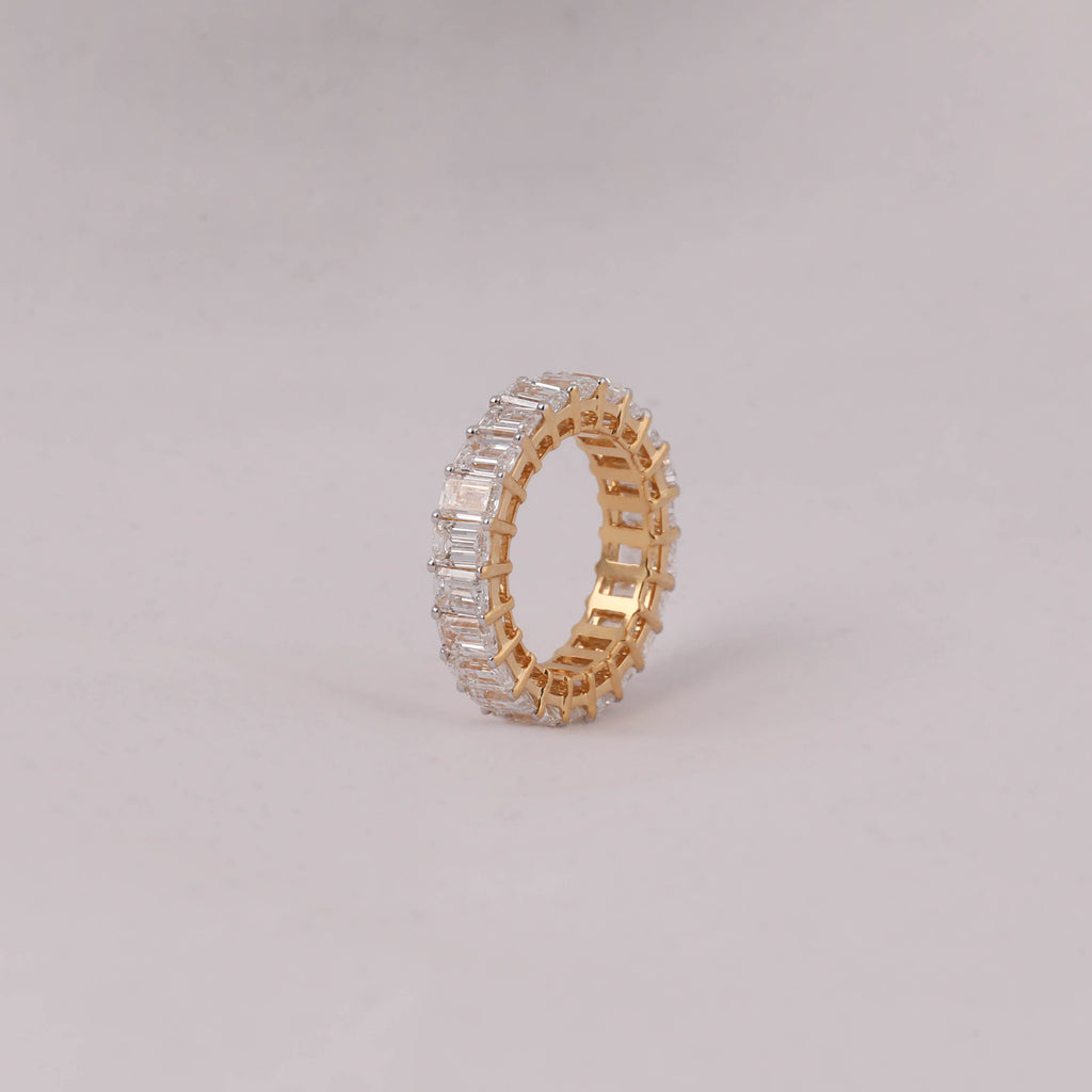 Emerald Cut Lab Grown Diamond Full Eternity Wedding Band