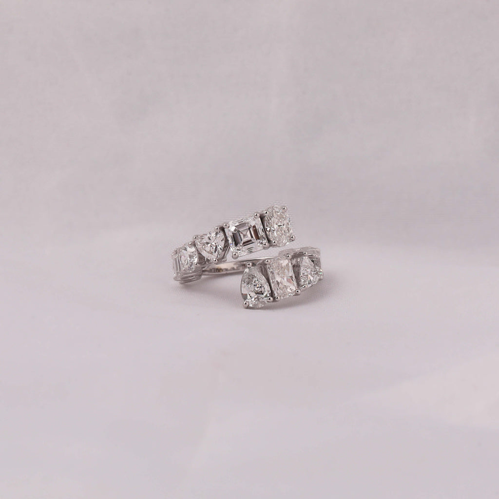 Multi Cuts Lab Grown Diamond Bypass Style Wedding Band