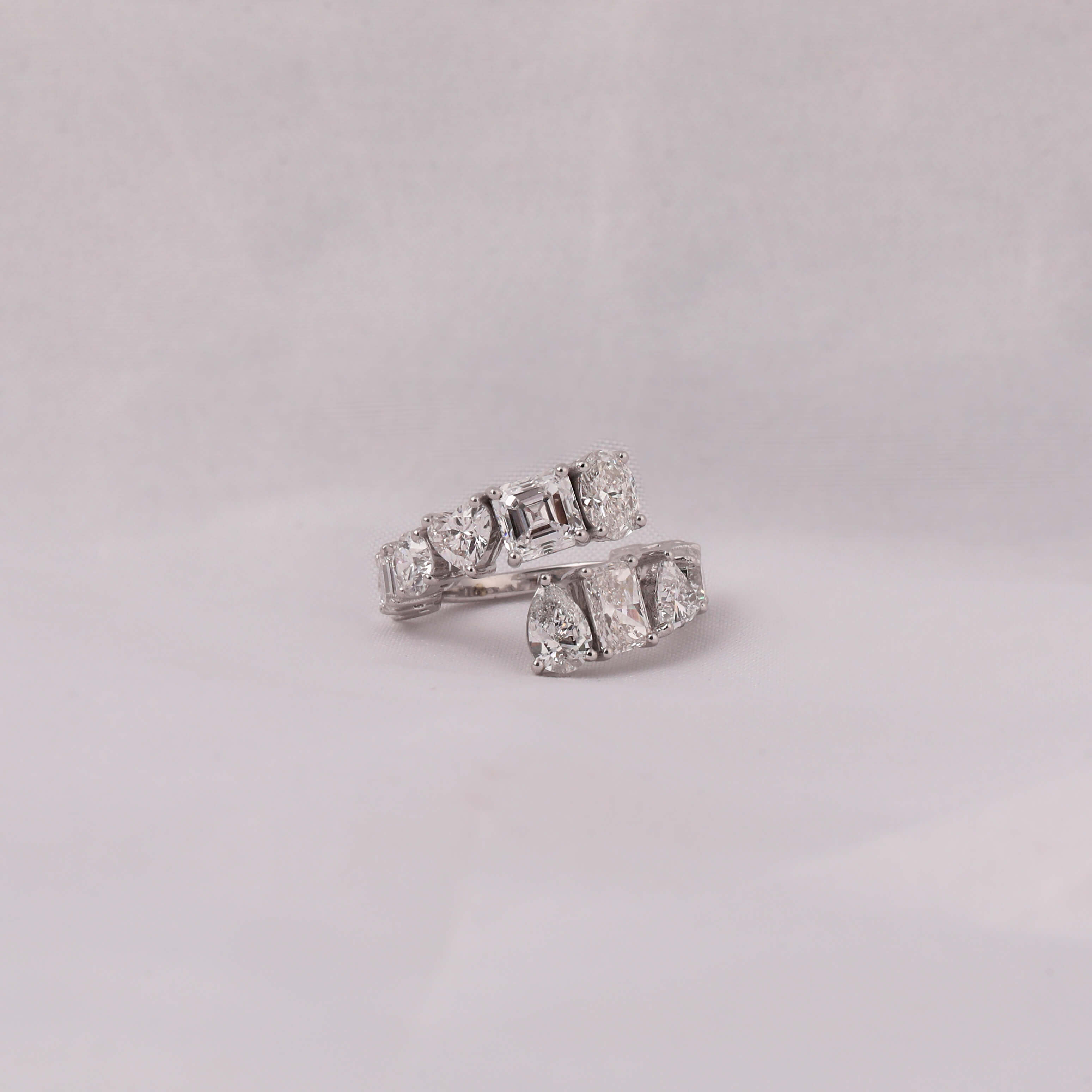 Multi Cuts Lab Grown Diamond Bypass Style Wedding Band