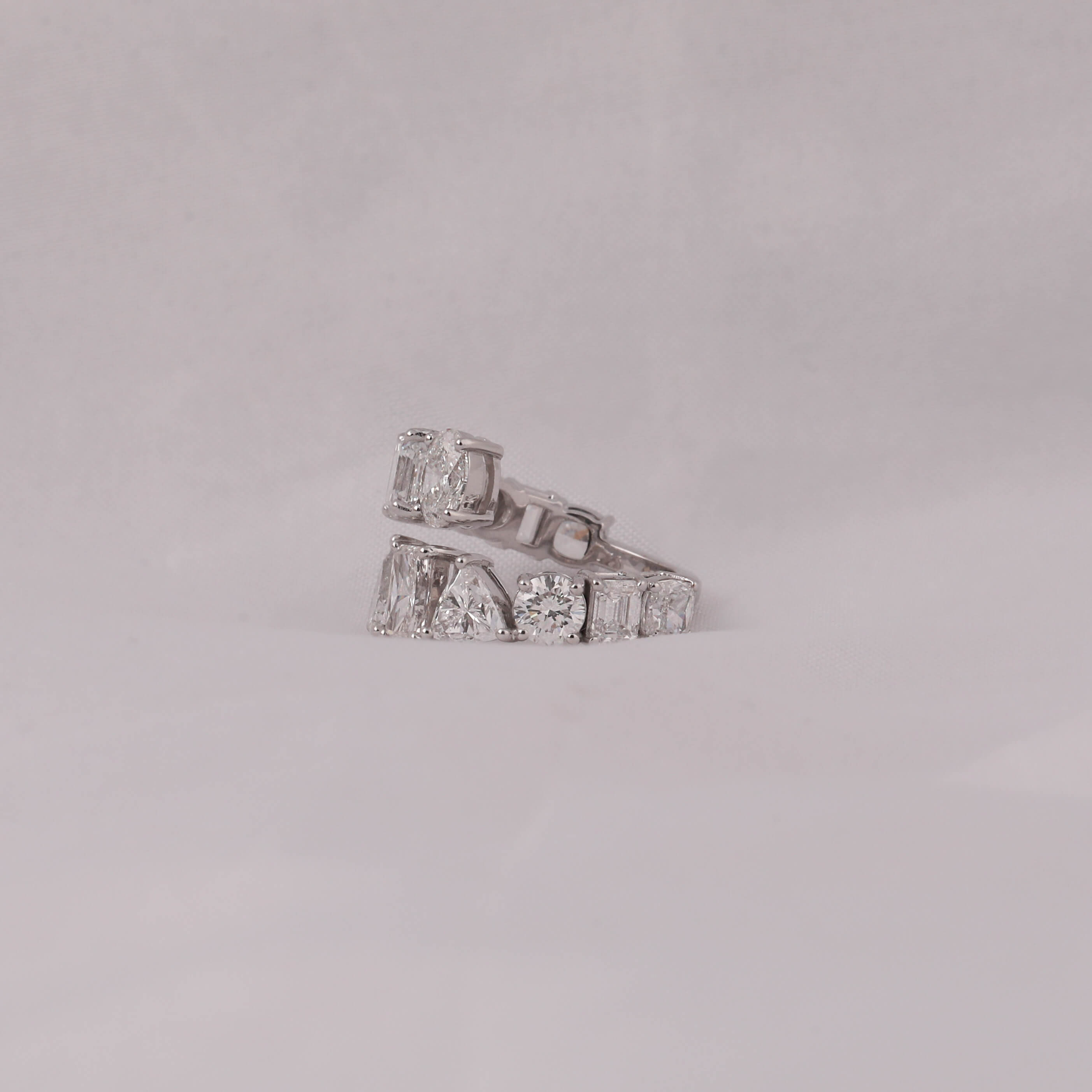 Multi Cuts Lab Grown Diamond Bypass Style Wedding Band